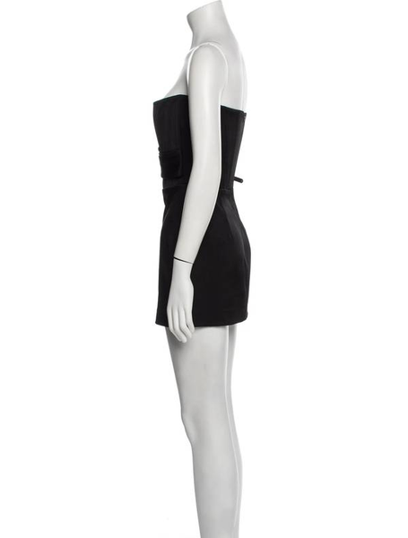Alex Perry-Satin Crepe Strapless Corset Drape Mini Dress Sz-14