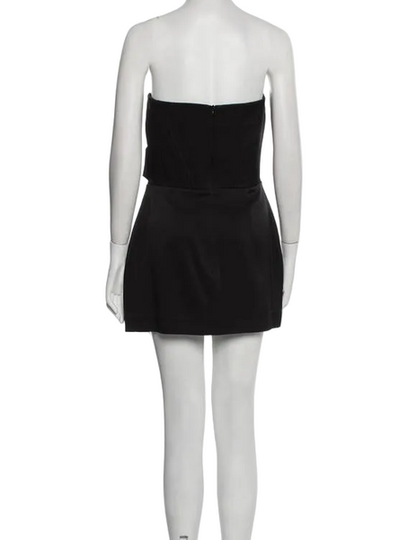 Alex Perry-Satin Crepe Strapless Corset Drape Mini Dress Sz-14