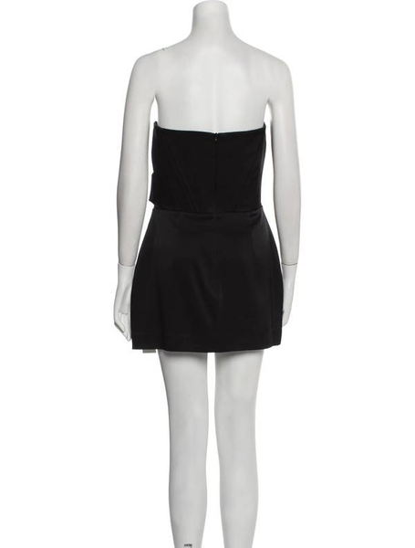 Alex Perry-Satin Crepe Strapless Corset Drape Mini Dress Sz-14