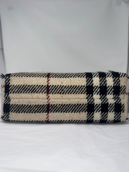 BURBERRY- Wool Checkered Tote Bag