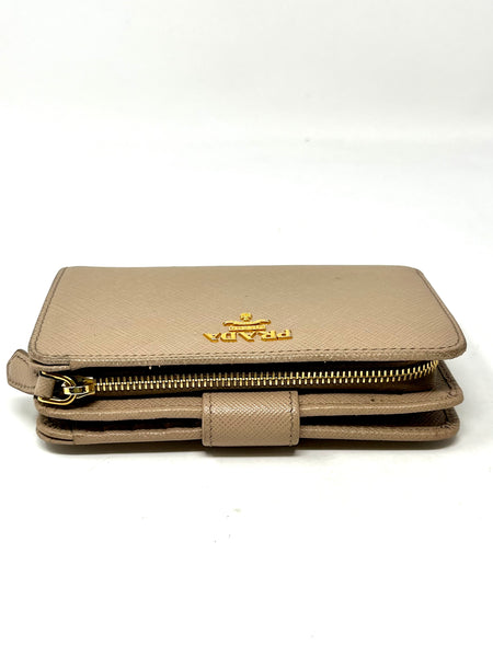 PRADA-Saffiano Leather Zip-Up Wallet