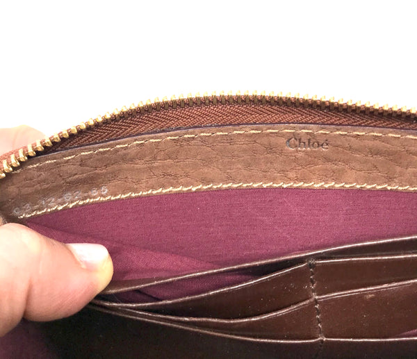 Chloe Brown Marcie Nubuck Long Zip Around Wallet